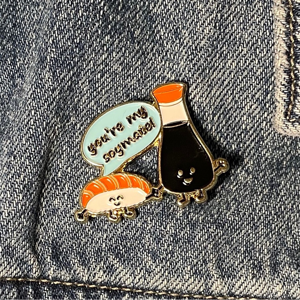 “You’re My Soymate” Enamel Pin | Cute Sushi Food Pun Lapel Pin